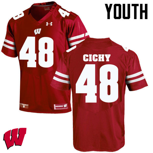 Wisconsin Badgers Youth #48 Jack Cichy NCAA Under Armour Authentic Red College Stitched Football Jersey IT40X17JS